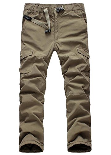CXX Men's Winter Outdoor Warm Thick Fur Military Cargo Pants Khaki US S
