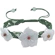 Natural Grade A Jadeite Jade Orion's Belt Woven Silk Adjustable Thread Bracelet with Flowers