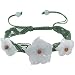 Natural Grade A Jadeite Jade Orion's Belt Woven Silk Adjustable Thread Bracelet with Flowers