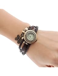 Baolihao Womens Butterfly Style Quartz Analog Brown Leather Band Bracelet Watch WTH2372