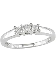 14k White Gold Diamond 3 Stone Ring (0.265 Cttw, G-H Color, I2-I3 Clarity)