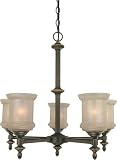 Lite Source LS-19415 - 5 Lite Ceiling Lamp Bronze w/ Glass Shades