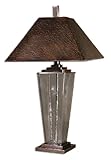 IMAGE OF Glass Table Lamp with Bronze Metal Detail