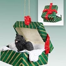Black Pomeranian Christmas Ornament Hanging Gift Box