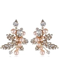 Nina Pearl and Crystal Cluster Drop Earrings