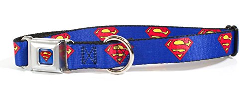 BUCKLE-DOWN Superman Dog Collar 1 1/2 X 18-32 inches