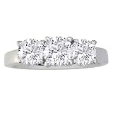 14K White Gold Three-Stone Diamond Ring 1ct tw. (I2 I/J Sizes 4-9)