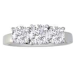 14K White Gold Three-Stone Diamond Ring 1ct tw. (I2 I/J Sizes 4-9)