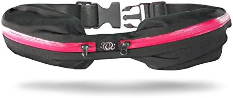 Qi Zip Sports Running Belt - Runner Waist Fanny Pack - Sweat Proof &amp; Reflective w/ Extra Large Expandable Zipper Pockets - Fits ALL Phones Including iPhone SE, 6s Plus, Galaxy S7, Edge &amp; Note.
