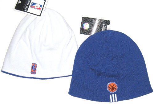 New York Knicks NBA Adidas Reversible Blue Knit & White Fleece Beanie Hat