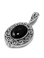 925 Sterling Silver Pendant With Marcasite - Stone:  Black Onyx