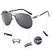 HDCRAFTER Polarized Aviators Metal Frame Sunglasses Black for Men