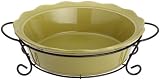 DII Olive Green 3-Quart Ceramic Stoneware Deep Dish Pie Plate