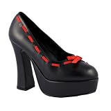 419hE7LPyEL. SL160  5 Inch Cute High Heel Shoe Chunky Heel Platform Pump Black / Red Bow Detail