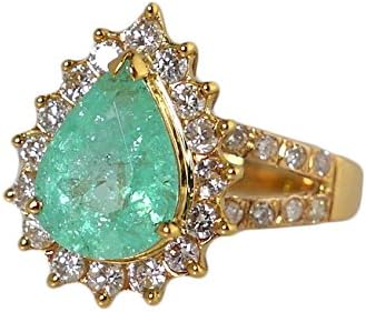 18K Gold Ring With Paraiba Tourmaline and 32 Diamonds