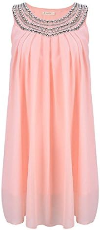 Pregnant Women Summer Sling Beading Comfy Maternity Breastfeeding MiniDress (XL, Pink)