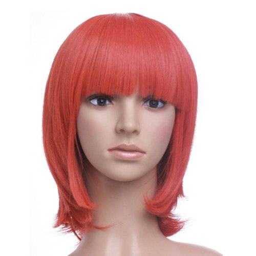 Orange Red Shoulder Length Hair Anime Cosplay Costume Wig