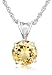 Sterling Silver 8mm Round Citrine Pendant with Light Rope Chain Necklace, 18"