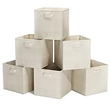 Closet Organizer - Fabric Storage Basket Cubes Bins - 6 Beige Cubeicals Containers Drawers