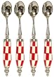 Decorative Condiment Spoon with Inlaid Bone Handle Set of Four