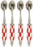 Decorative Condiment Spoon with Inlaid Bone Handle Set of Four