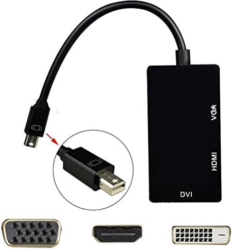 Fullgoods 3 in 1 Mini Display Port Dp to Dvi+vga+hdmi Adapter for Macbook Pro