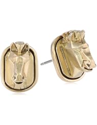 Sam Edelman Horse Head Antique Worn Gold Colored Stud Earrings