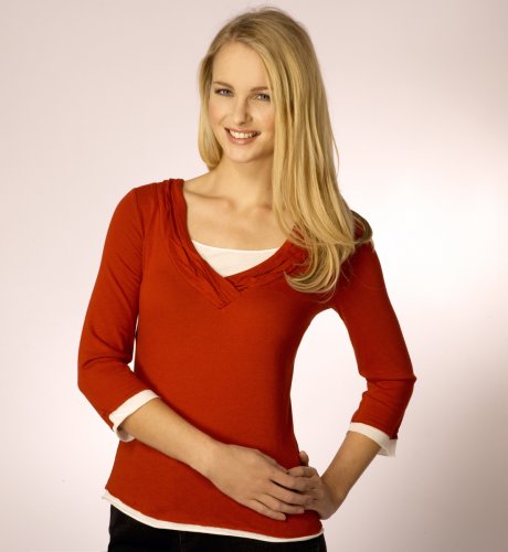 Per Una 3/4 Sleeve Pleated Neck Layered Top clothing