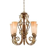 Quoizel GU5005WG Guinevere 28-Inch One Tier Chandelier With 5 Uplights with Gold Bisque Glass, Welsh Gold Finish