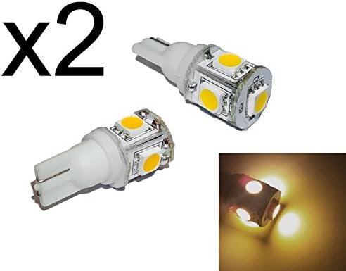 Pack of 2, T3 1/4 Miniature Wedge 5 LED 1W Tower 10-30V DC 194 921 T5 Accent Courtesy Landscape (Warm White)