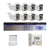 Complete Professional 8 Channel Full D1 CCTV DVR (2T HD) Surveillance Video System Package with (8) x 700TVL 1/3" Sony Exview HAD CCD II with Effio-e DSP Devices 2.8~12mm Varifocal Lens, 66 IR LEDs, 196 ft IR Distance Outdoor Security Camera