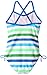 Kanu Surf Girls' Layla Beach Sport Banded 1 Piece Swimsuit, Sassy Blue Stripe, 10