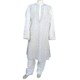 Mens Clothing Kurta Pajama Long Sleeve Cotton Dress India Fashion Size 2XL Chest 50 inches
