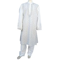 Mens Clothing Kurta Pajama Long Sleeve Cotton Dress India Fashion Size 2XL Chest 50 inches