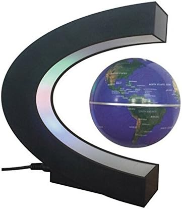KSprot C Shape Magnetic Levitation Floating Globe World Map(Blue)