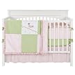 My Baby Sam Sweet Dreams 4pc Crib Bedding Set-Green,Pink,White