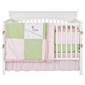 My Baby Sam Sweet Dreams 4pc Crib Bedding Set-Green,Pink,White