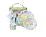 CR Gibson Baby and Toddler Plate, Bowl, Cup, Fork and Spoon Dining Set, Little Pond,