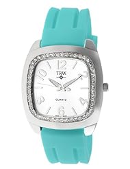 Trax Womens TR1740-WTQ Malibu Fun Turquoise Rubber White Dial Crystal Watch