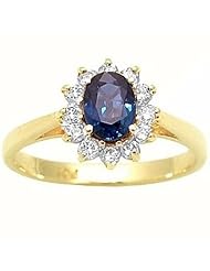 14K Yellow Gold Sapphire and Diamond Ring -- LIFETIME WARRANTY