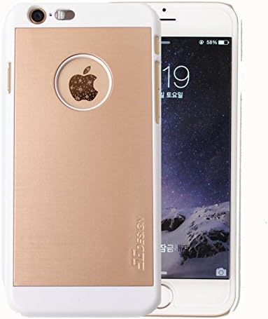 iPhone 6+ case,[Gold] Premium Brushed Aluminium Metal Apple Logo Lighting up Case when Messaging,Incoming calls,Alarm For Apple iPhone 6 Plus (5.5") (Gold)