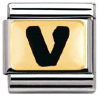 Nomination Composable Classic SCHWARZE BUCHSTABEN Edelstahl und 18K-Gold (V) 030264 Preisvergleich