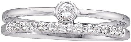 14K White Gold 0.20 TCW Diamond Rings Size 7 Includes Free Jewelry Gift Box