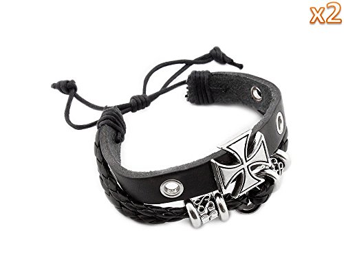 niceeshop(TM) Cross Friendship Bead PU Leather Bracelet Adjustable Size