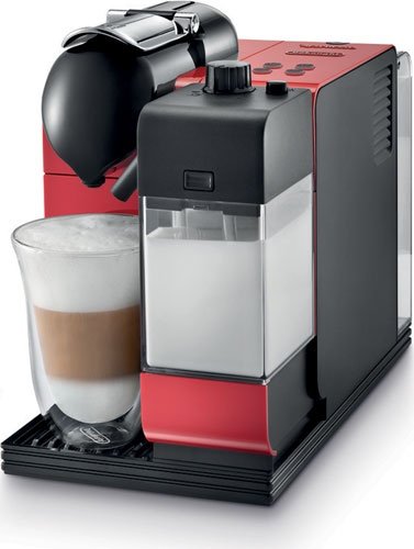 delonghi pump espresso cappuccino maker-DeLonghi Pump Automatic Cappuccino, Latte and Espresso Machine with Capsule System, Red Images