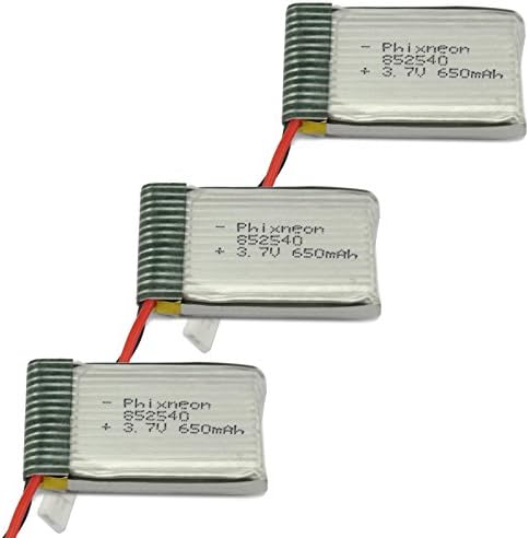 Phixneon 3.7V 650mAh Lipo Rechargeable Battery Replacement for RC Quadcopter Drone Syma X5C M68, Integrated Protection Circuit, Pollution-free and Easy install (3PCS)