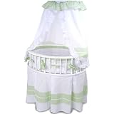Buy Elite Oval White Bassinet with Sage Waffle Bedding by Elite