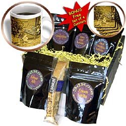 Scenes from the Past Vintage Stereoview  Girl and American Flag Vintage Christmas Antiqued tone  Coffee Gift Baskets  Coffee Gift Basket