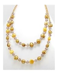 Yellow (Dyed) Fresh Water Pearls Necklace In Zinc