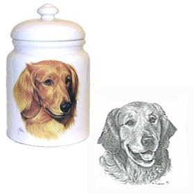 Golden Retriever Cookie Jar, Porcelain by Rosalinde by